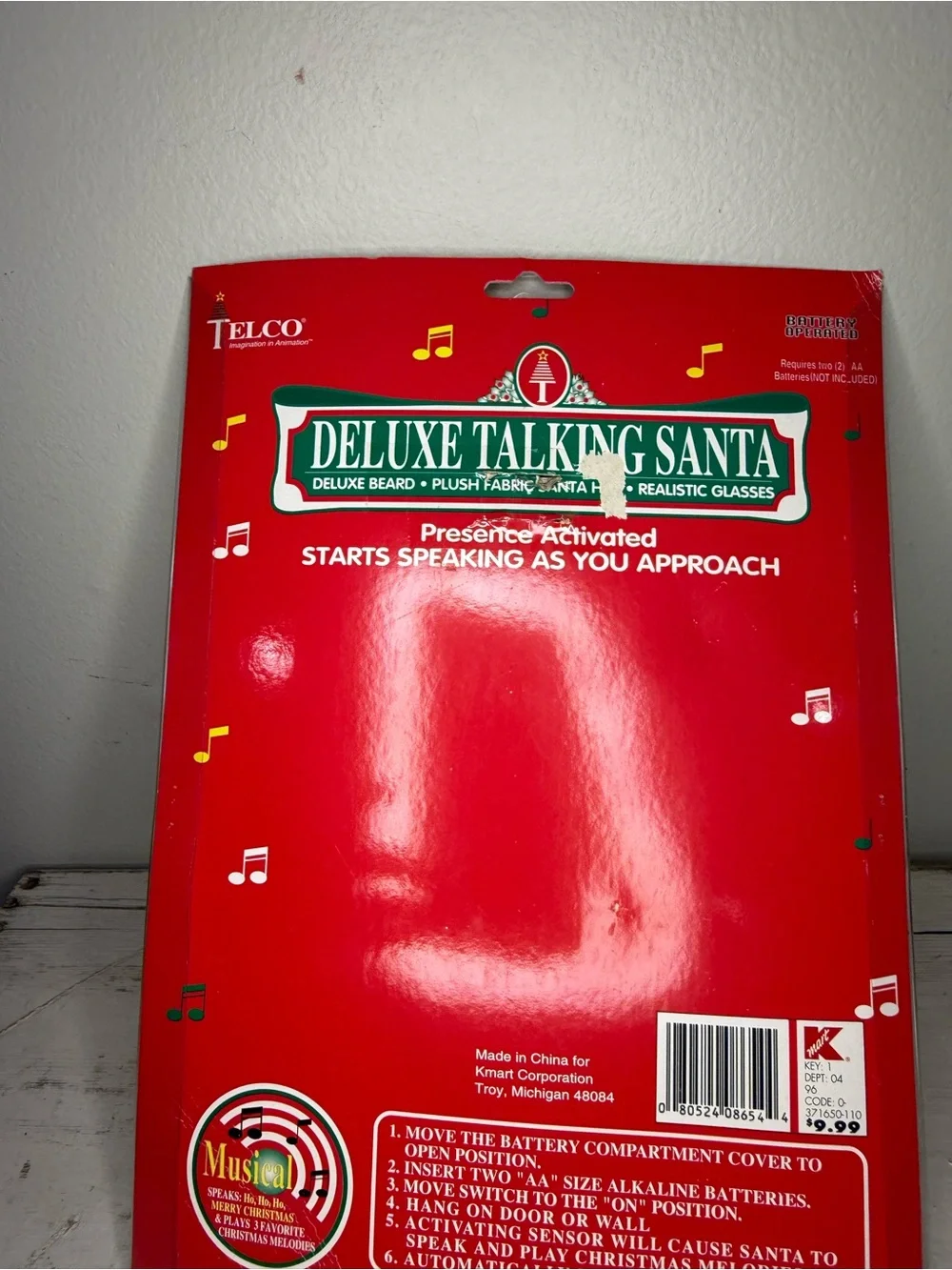 NIP Vintage Telco Santa Claus Head Wall Door Christmas Music Hanging decor